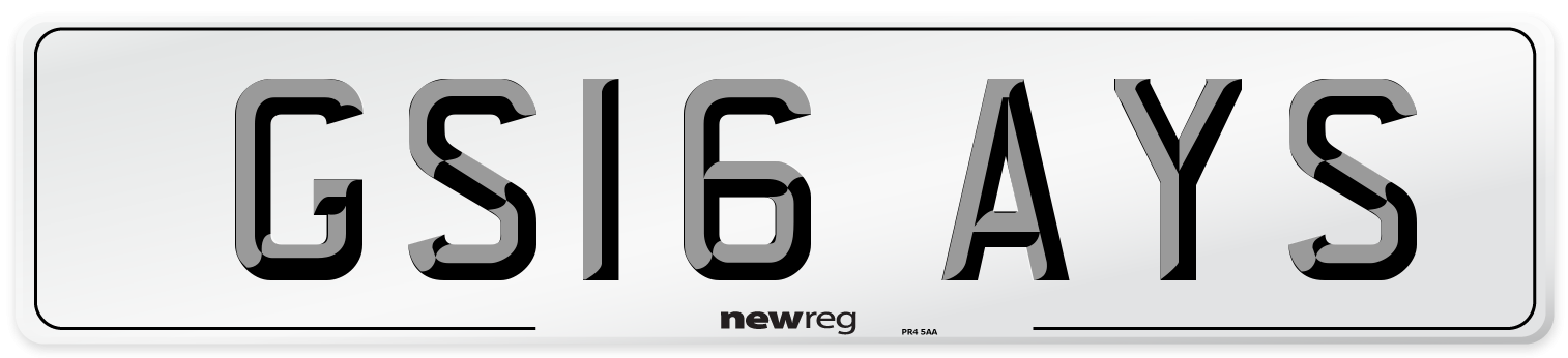GS16 AYS Number Plate from New Reg